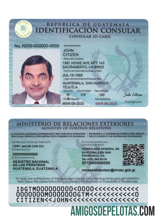 گوئٹے مالا consular شناختی کارڈ نمونہ