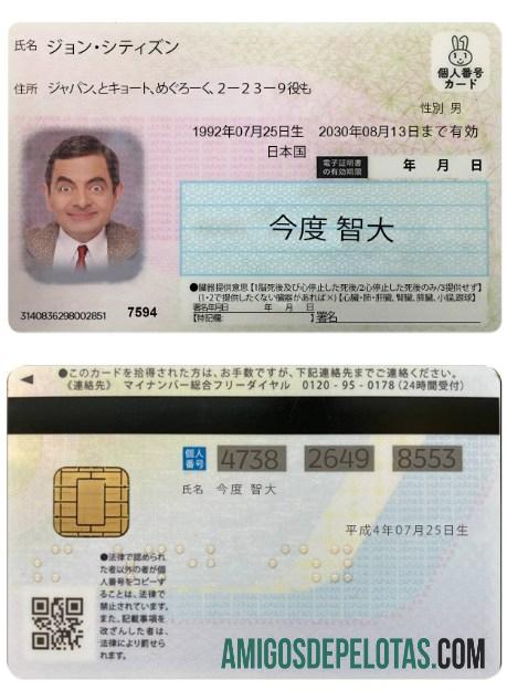 Japanese شناختی کارڈ نمونہ