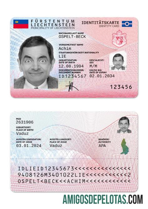 لیختنستین شناختی کارڈ 2024 موجودہ ڈیزائن