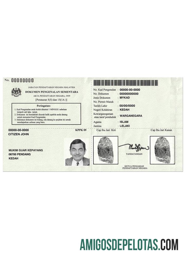 ملائیشیا Temporary شناخت سرٹیفکیٹ 2016 پیش نظارہ