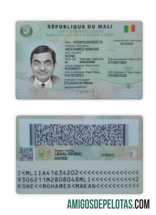 مالی شناختی کارڈ نمونہ
