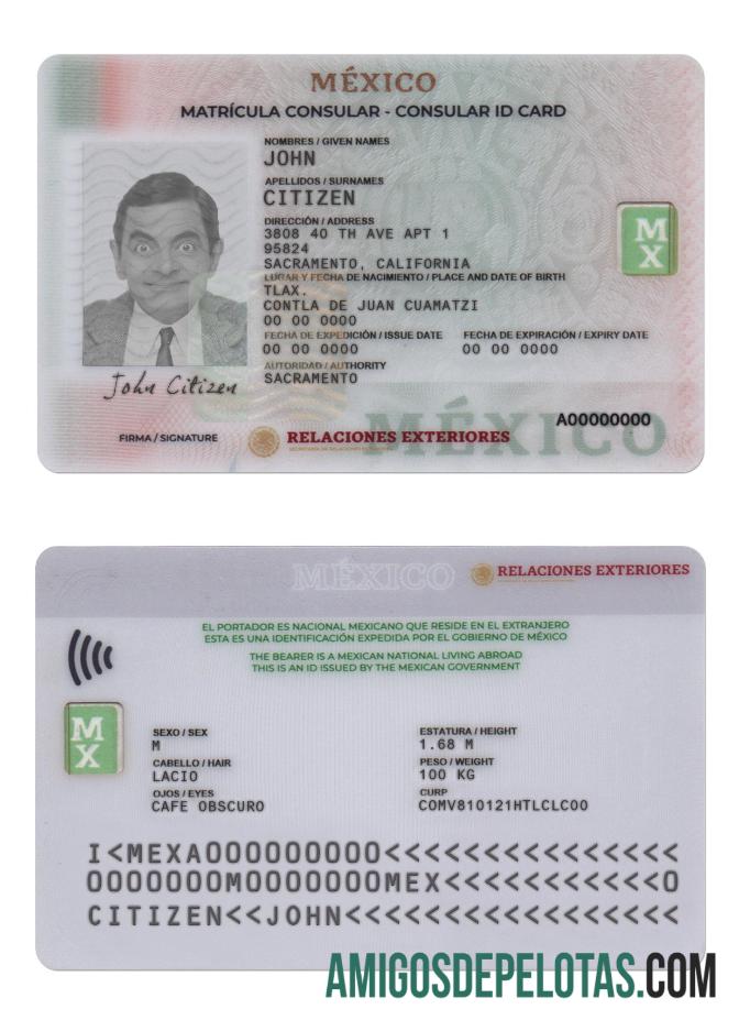 میکسیکو consular شناختی کارڈ ٹیمپلیٹ