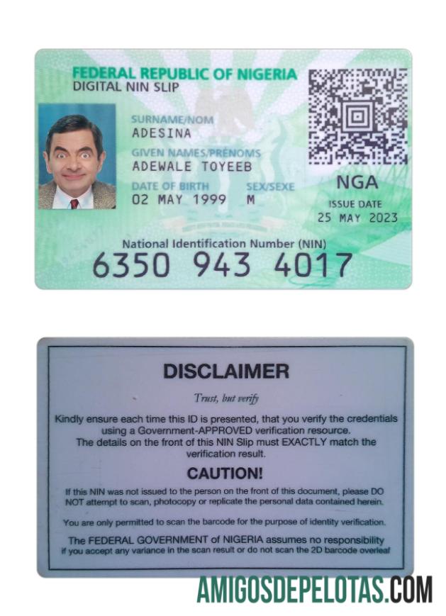 نائجیریا digital شناختی کارڈ 2023 موجودہ ٹیمپلیٹ