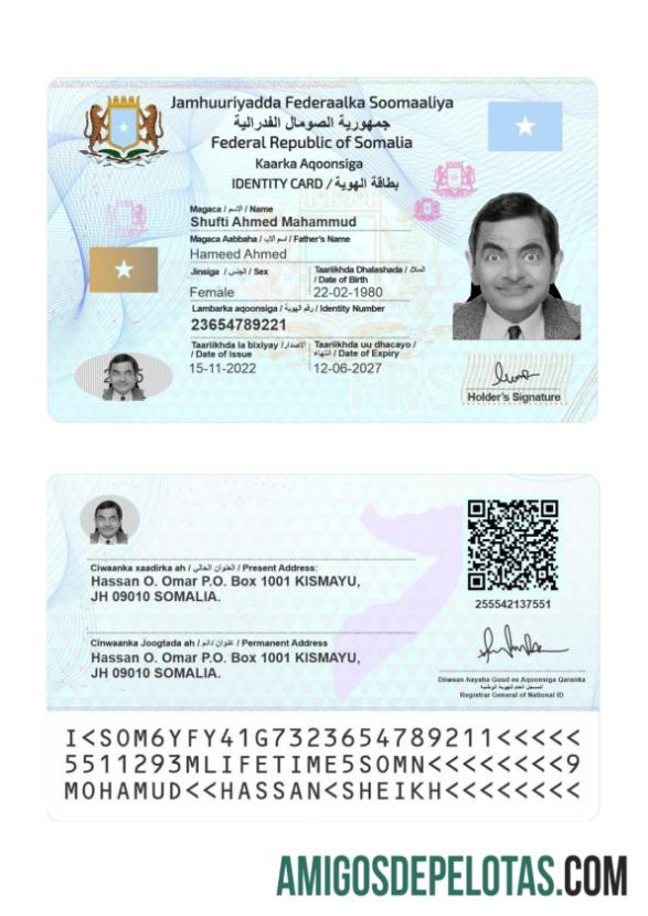 صومالیہ شناختی کارڈ 2022 موجودہ نمونہ