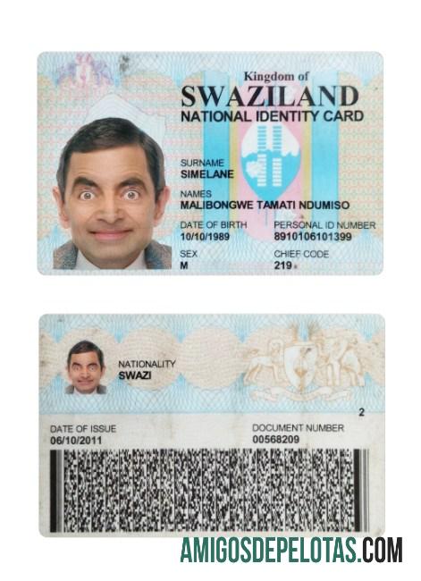 Swaziland قومی شناختی کارڈ ماک اپ