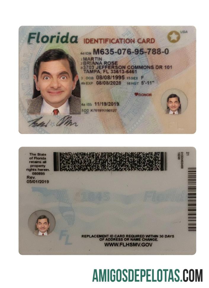 امریکہ Florida شناختی کارڈ نمونہ