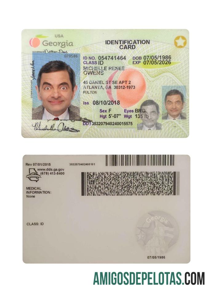 امریکہ جارجیا شناختی کارڈ 2018 موجودہ ٹیمپلیٹ