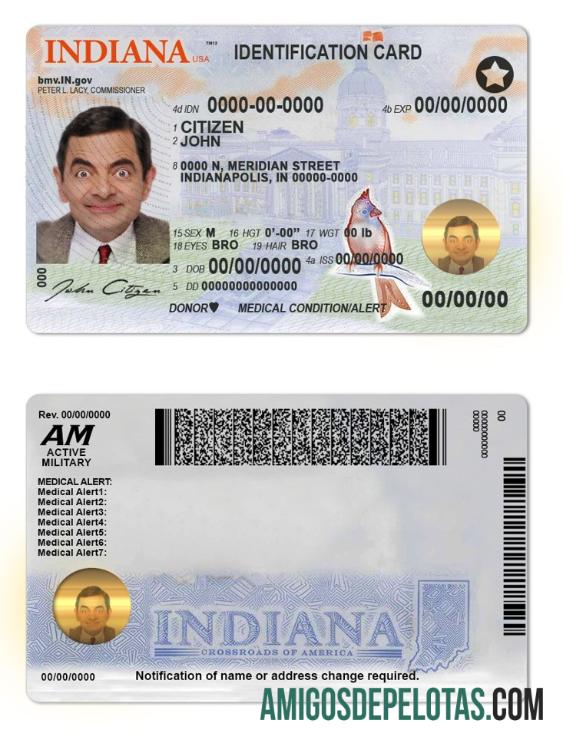امریکہ Indiana state شناختی نمونہ