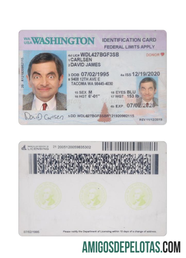 امریکہ Washington شناختی کارڈ 2020 موجودہ نمونہ