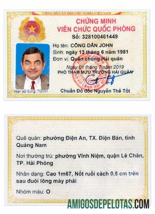 ویتنام شناختی کارڈ ورژن 3 ماک اپ