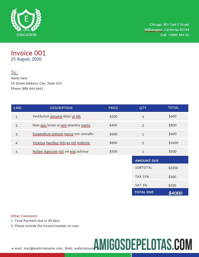 Dapat Diedit A4 Education faktur templat
