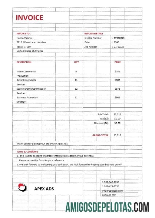 Premium Advertising Consultant faktur templat