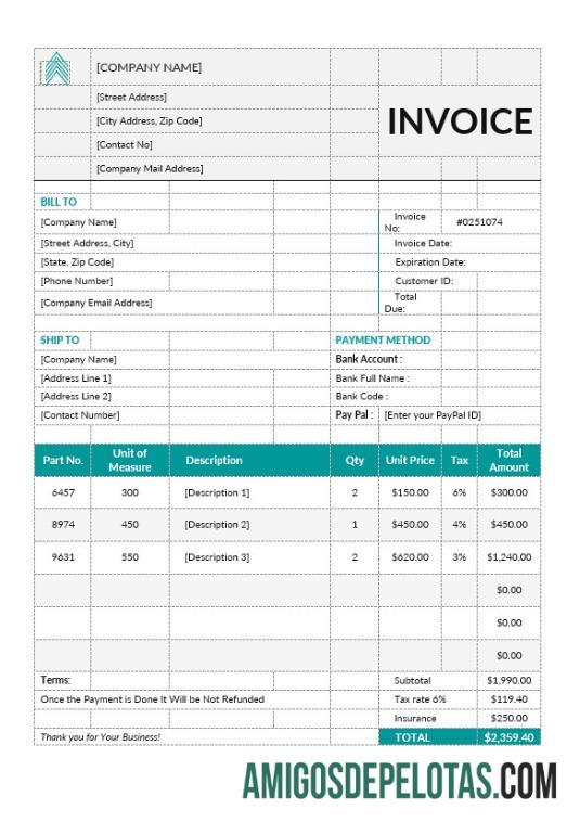 Realistis Basic Proforma faktur templat