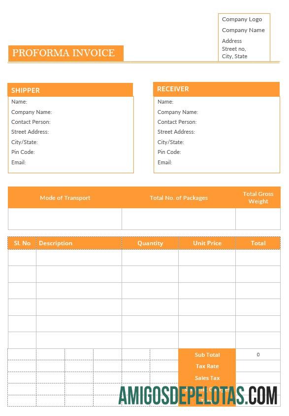 Dapat Diedit Blank Proforma faktur templat