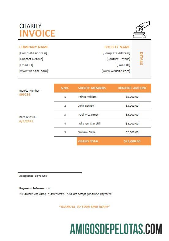 Premium Charity faktur templat
