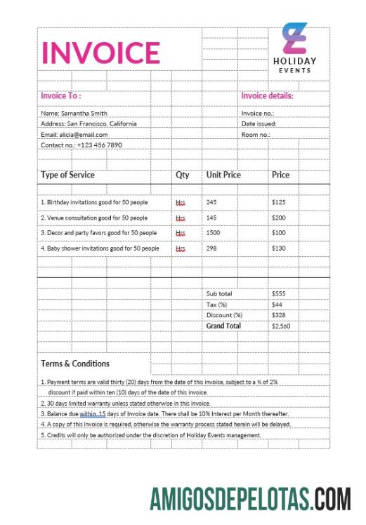 Berkualitas Event Planner faktur templat