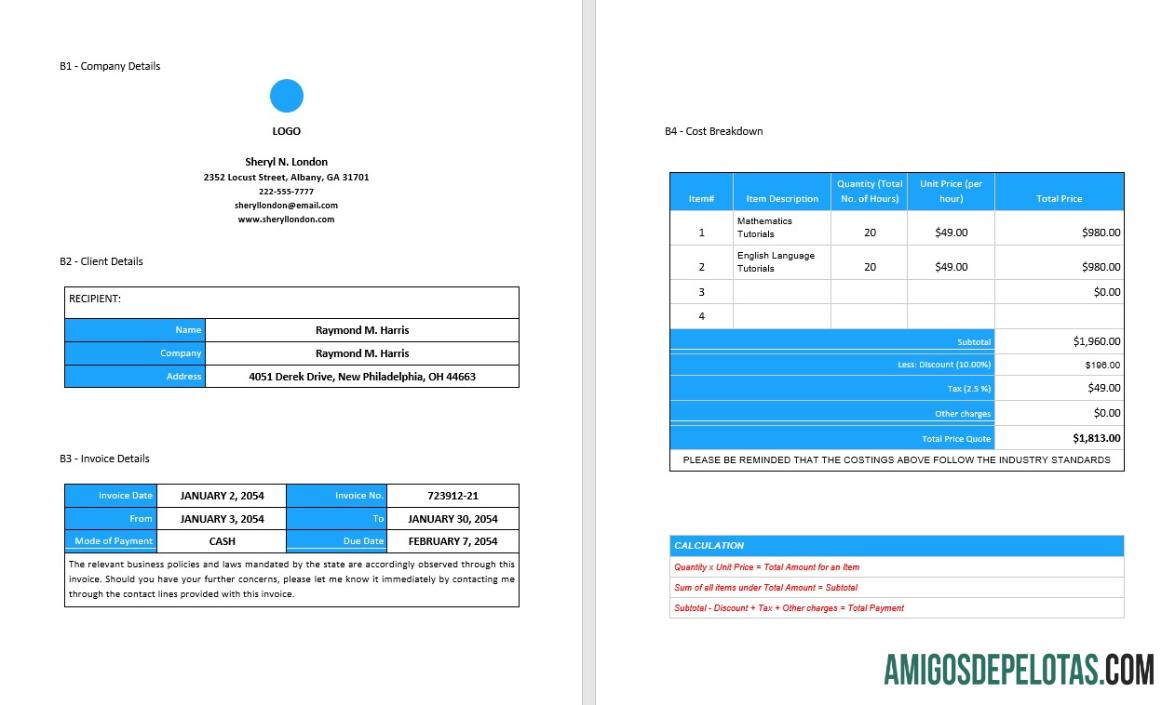 gratis Blank lepas faktur sampel