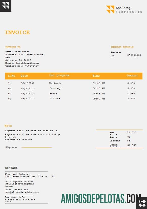 Realistis gratis Conference faktur templat