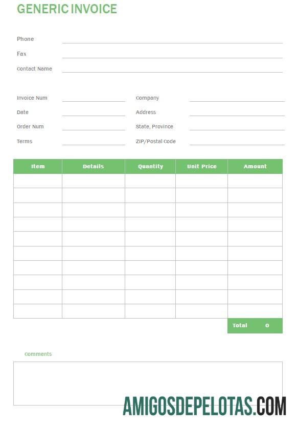 gratis Generic faktur templat