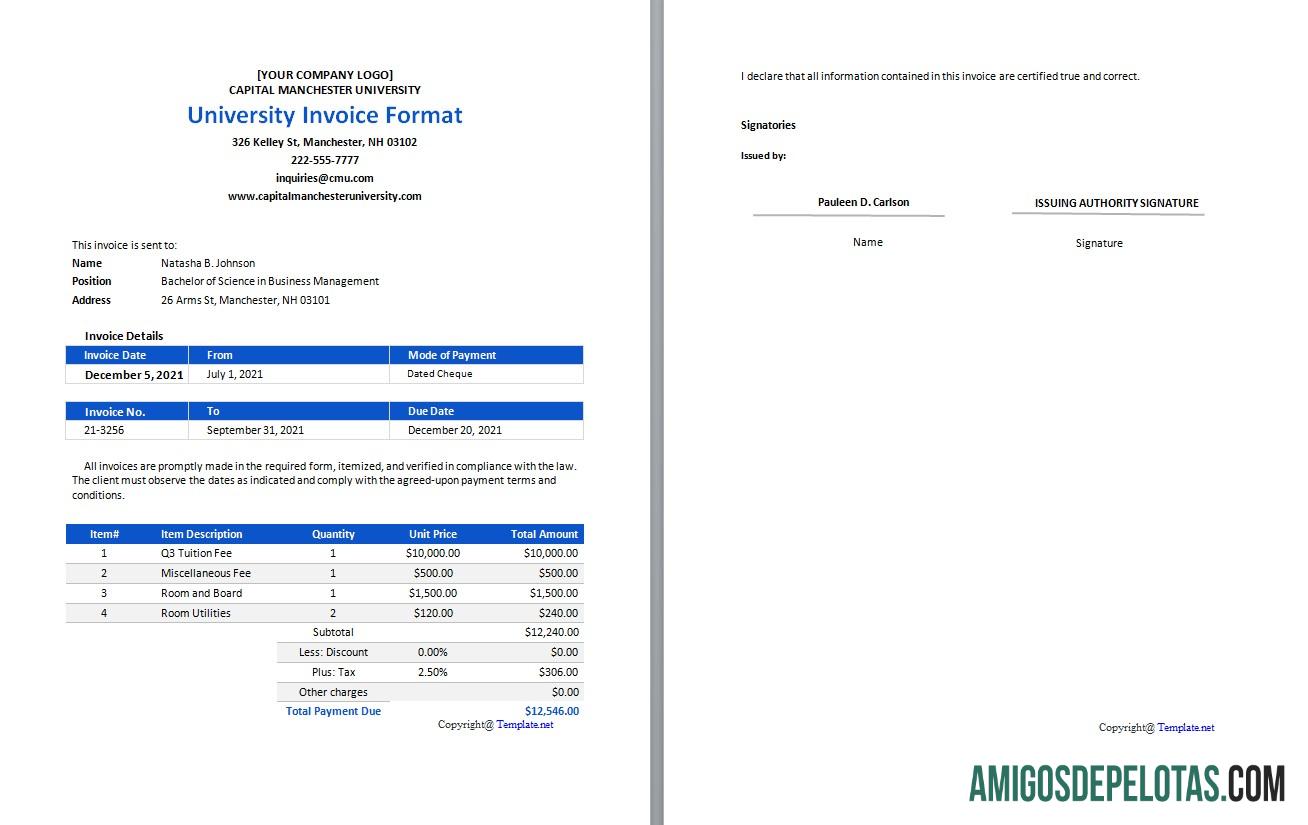 Dapat Diedit gratis universitas faktur format templat