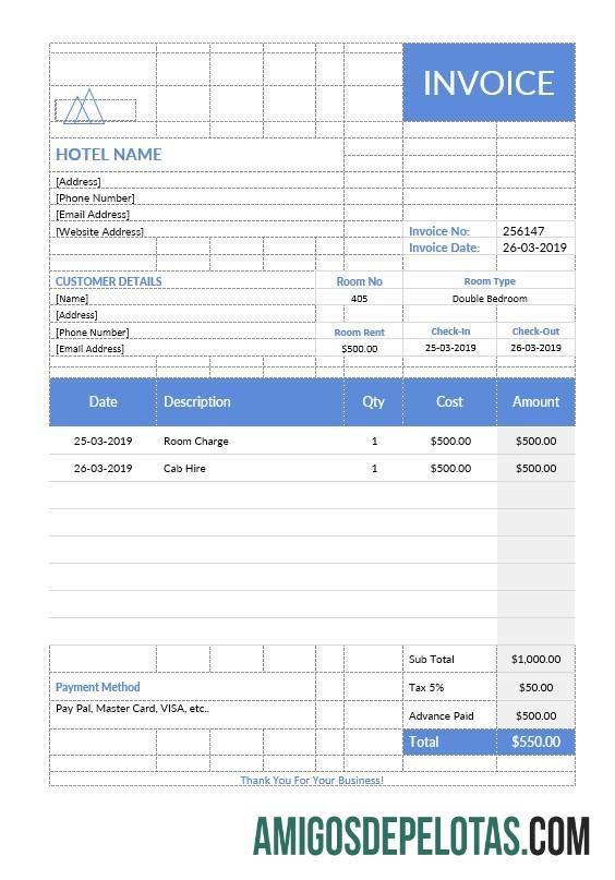 Premium Hotel Stay faktur templat