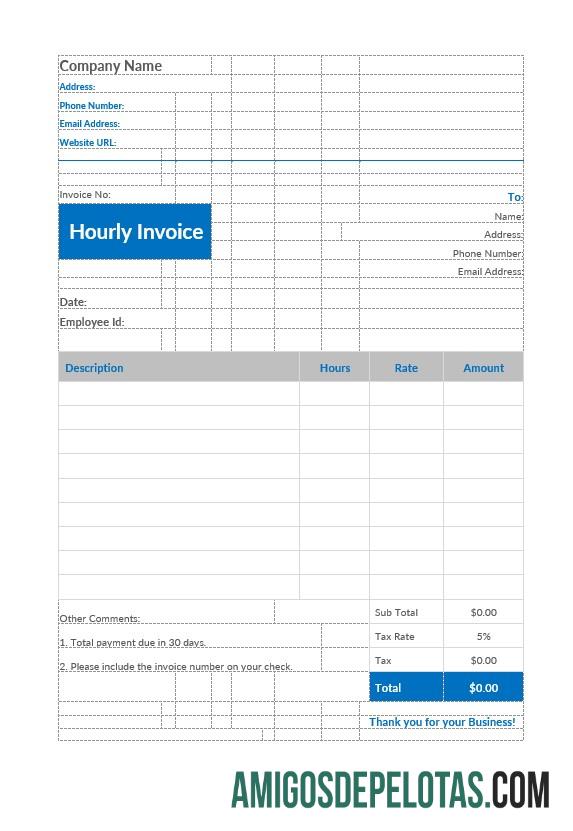 Profesional Hourly faktur templat