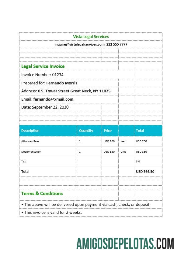 Premium Legal Services faktur templat