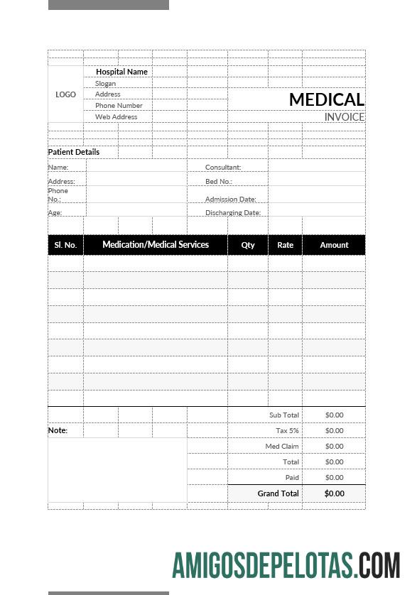 Dapat Diedit medis Tagihan format templat