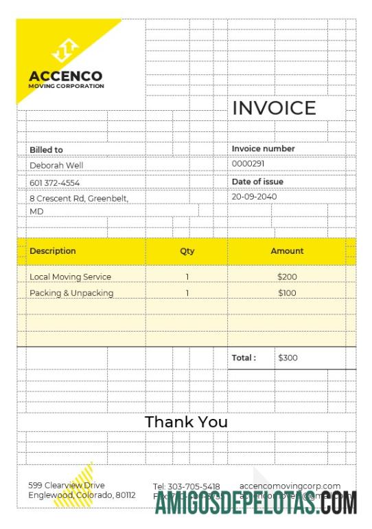Dapat Diedit Movers & Moving Perusahaan faktur templat