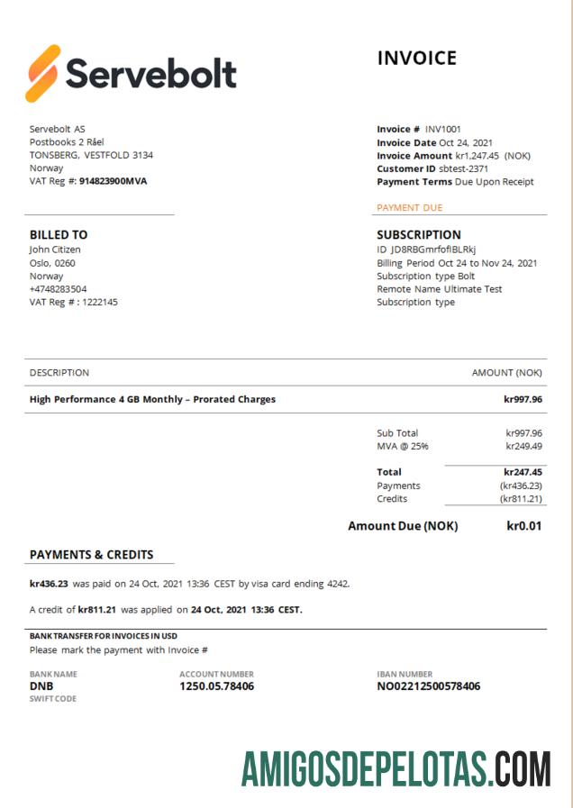 Norwegia Servebolt Tinggi performance hosting Perusahaan faktur desain