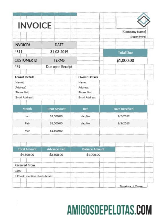 Realistis Office Rent faktur format templat
