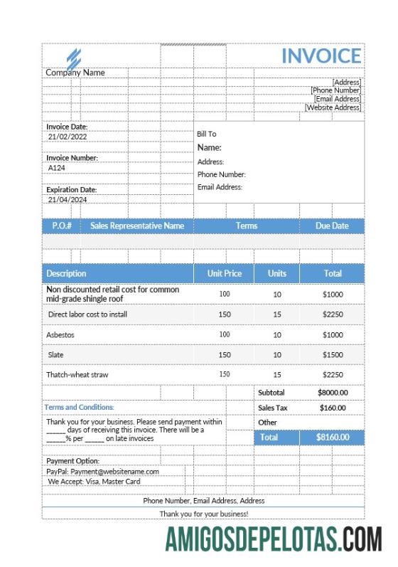 Berkualitas Roofing Estimate faktur templat