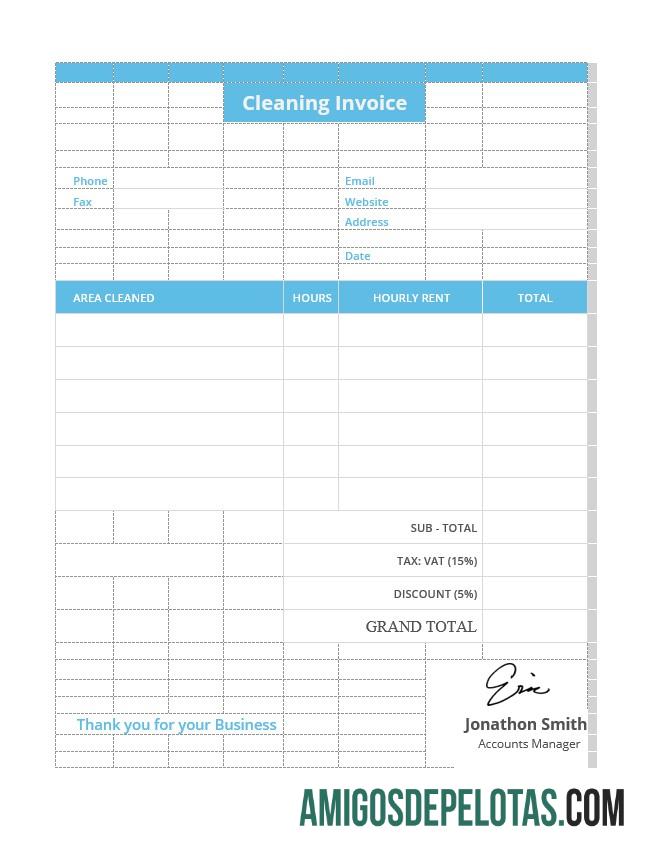 Profesional contoh Cleaning faktur templat