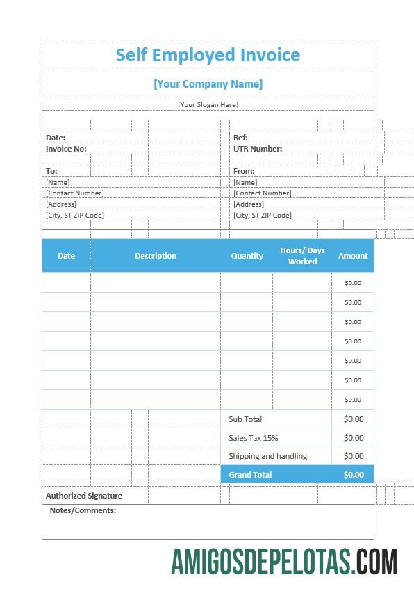 Dapat Diedit Self Employed faktur templat