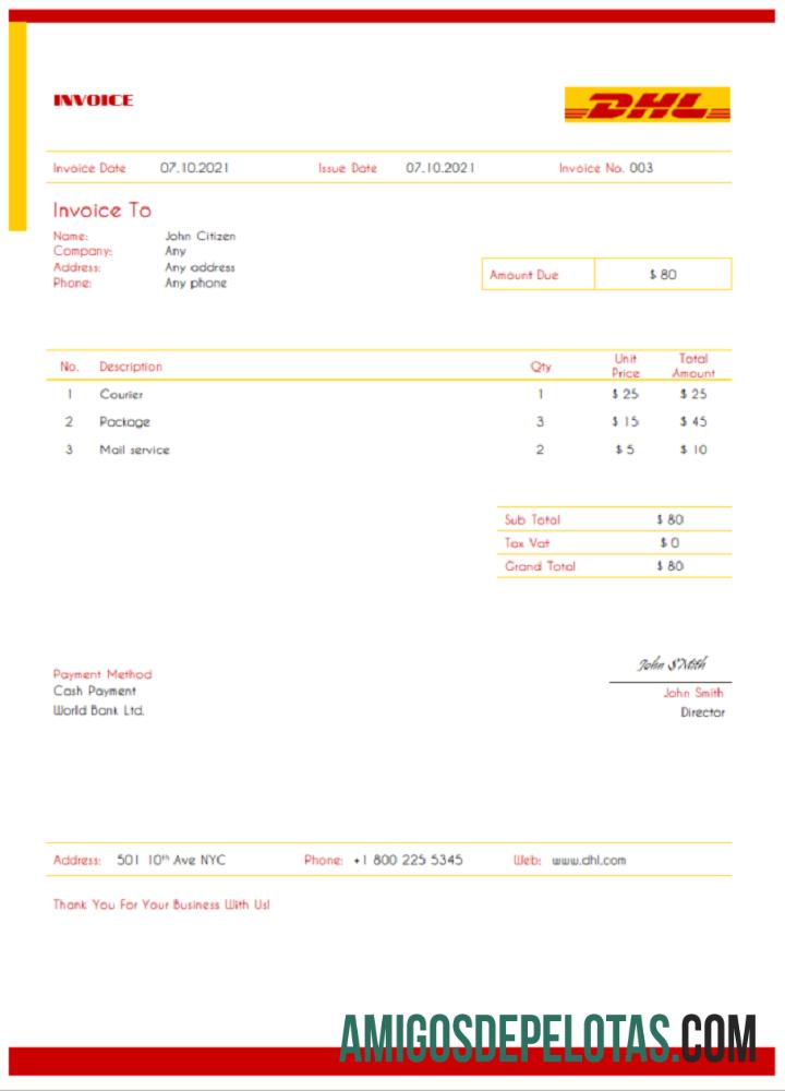 AS DHL faktur sampel