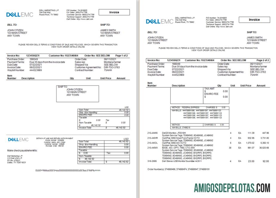 AS Dell Technologies faktur templat