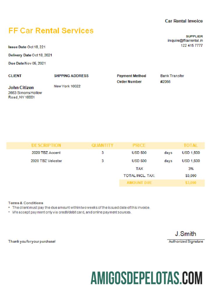 AS FF Car Rental Services faktur makering