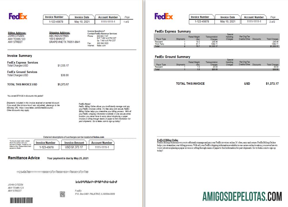 AS Fedex faktur desain