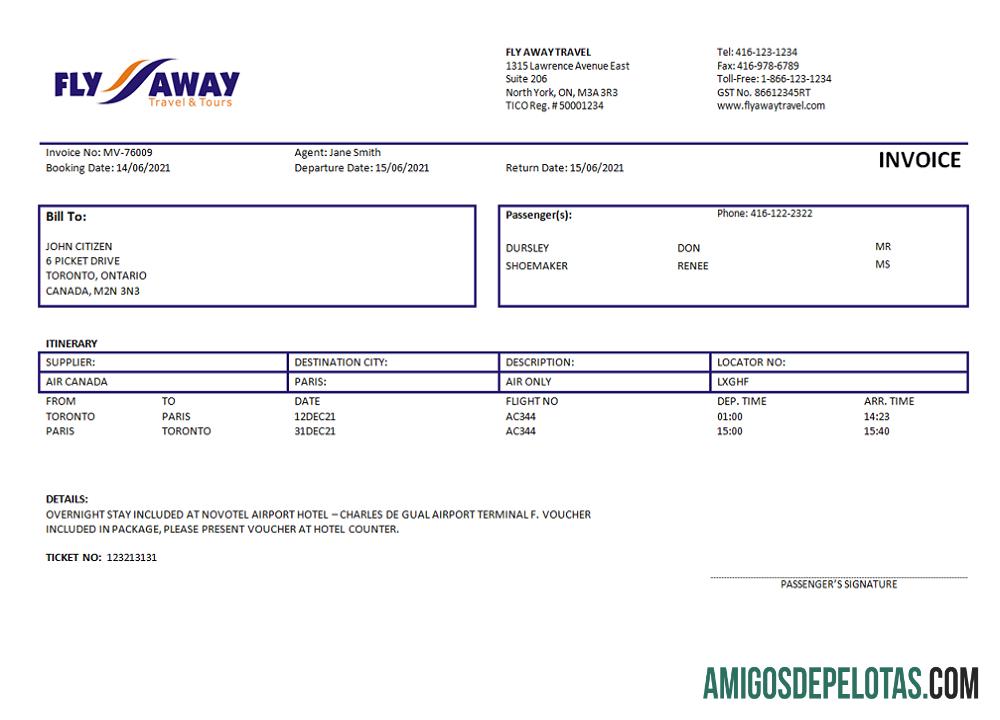 AS Fly Away perjalanan agensi faktur desain