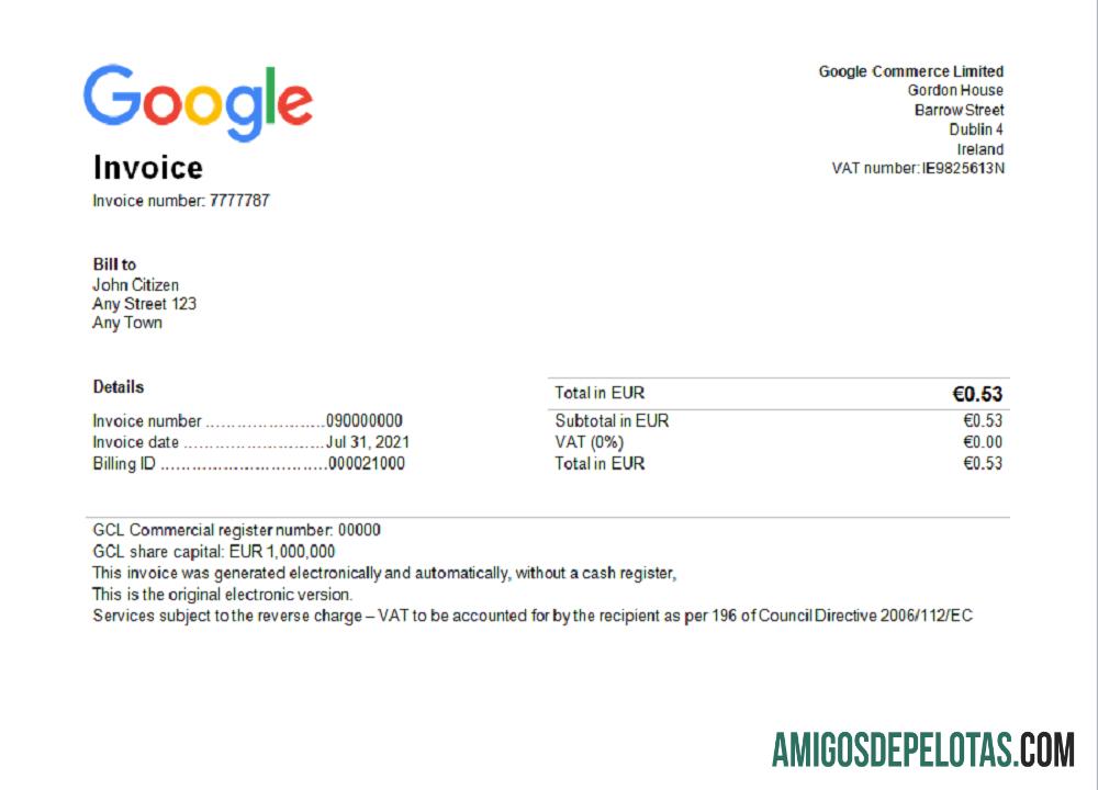 Dapat Diedit AS Google faktur templat