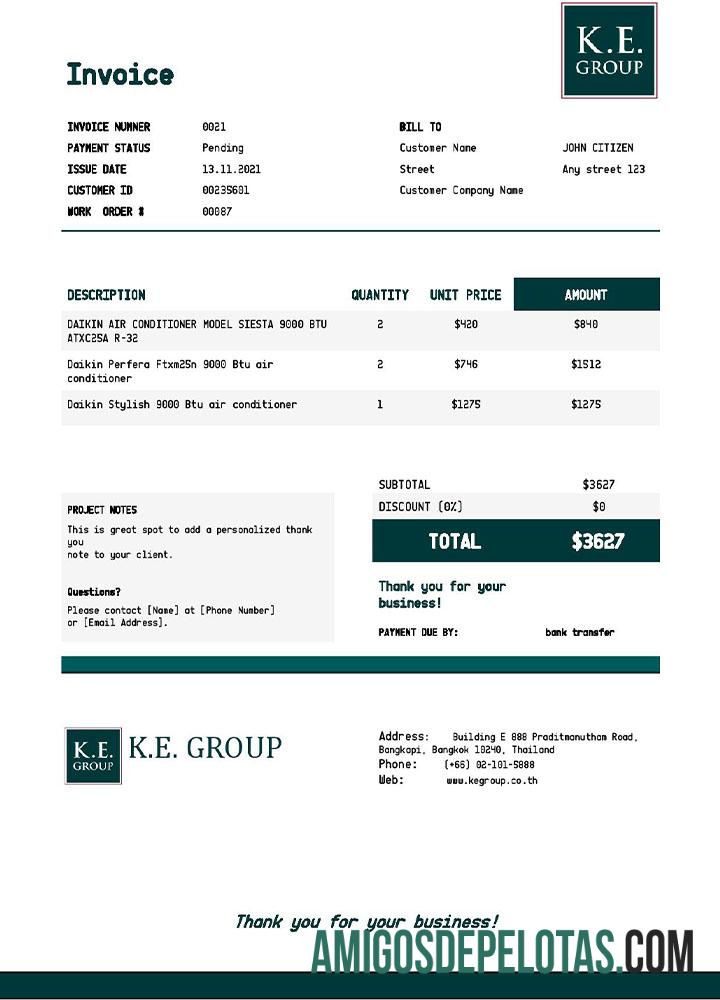 Premium AS KE Group faktur templat