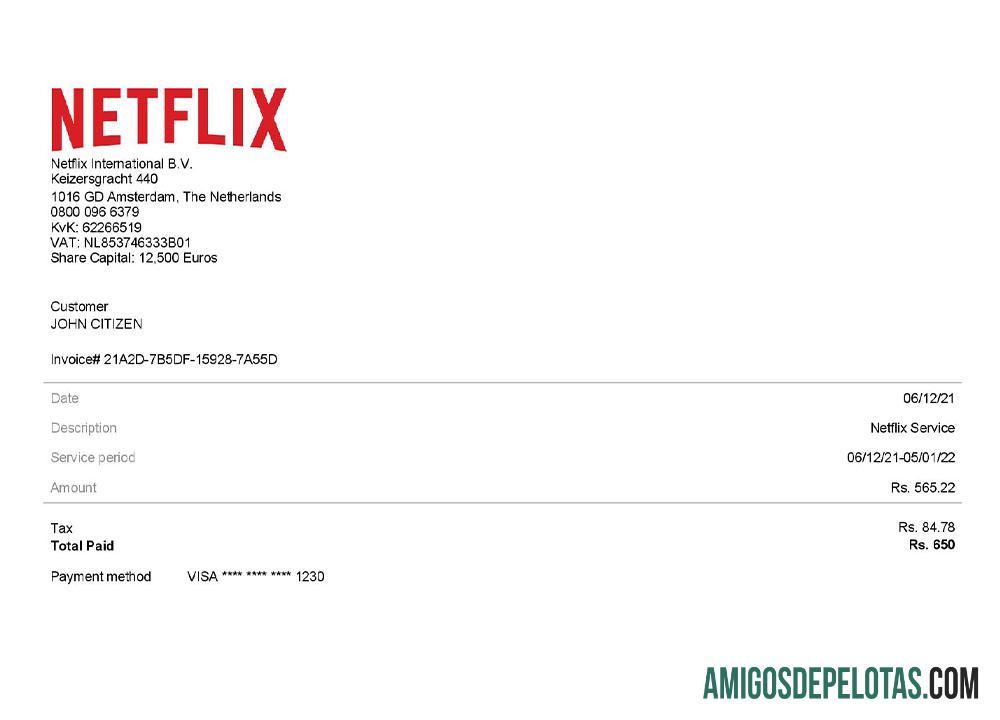 Dapat Diedit AS Netflix faktur templat