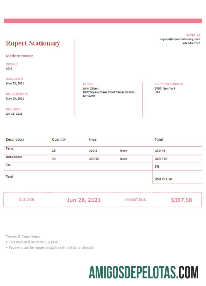 AS Rupert Stationary faktur desain