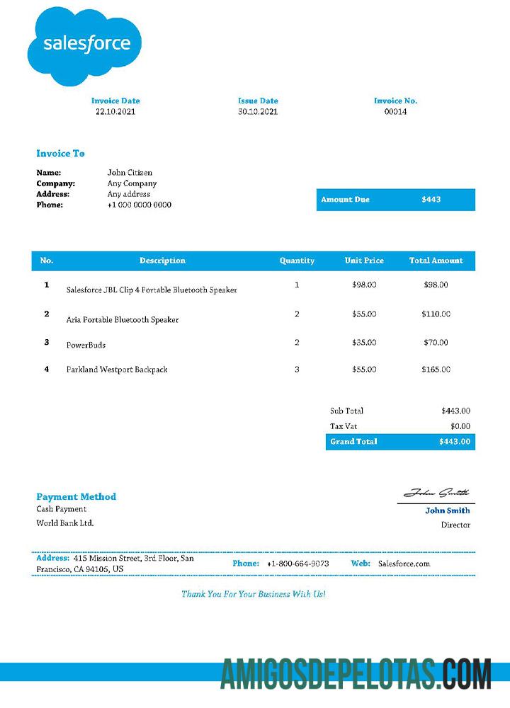 AS Salesforce faktur desain