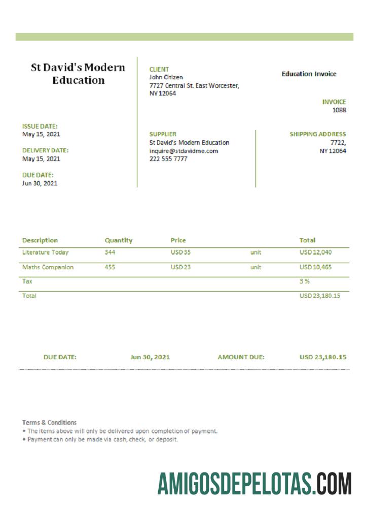 AS St DavidΓÇÖs Modern Education faktur pratinjau