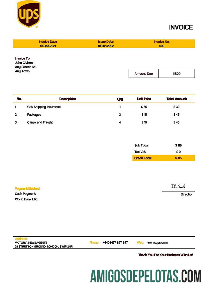 Premium AS UPS faktur templat