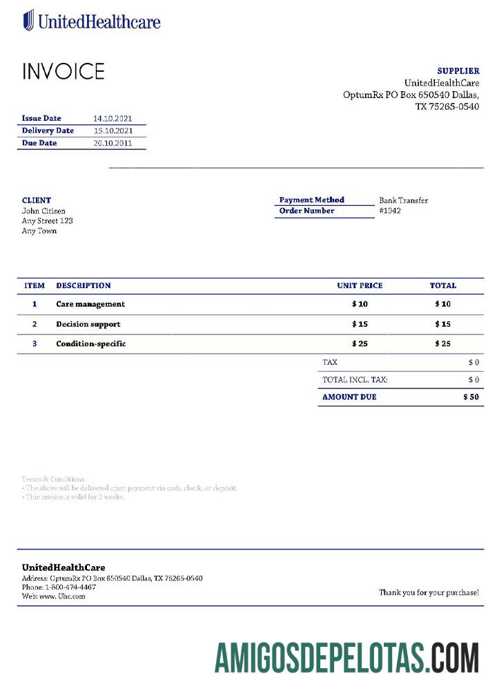 AS UnitedHealthCare faktur makering