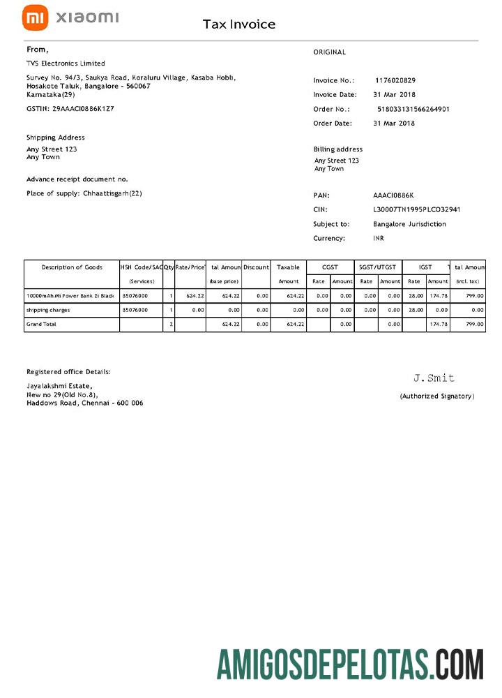 Premium AS Xiaomi faktur templat