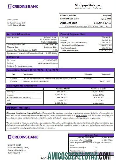 Albania Credins bank Hipotik laporan scr templat
