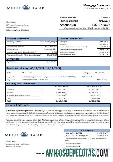 Antigua & Barbuda Meinl bank Hipotik laporan scr makering